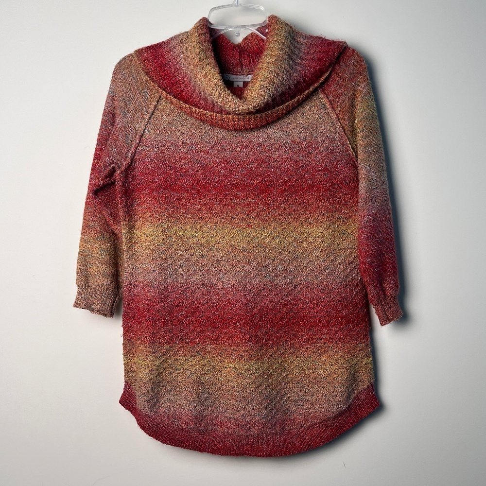 Cb Established 1962 Cowl Neck Scoop waist Red Mustard Sweater Woman’s Medium
